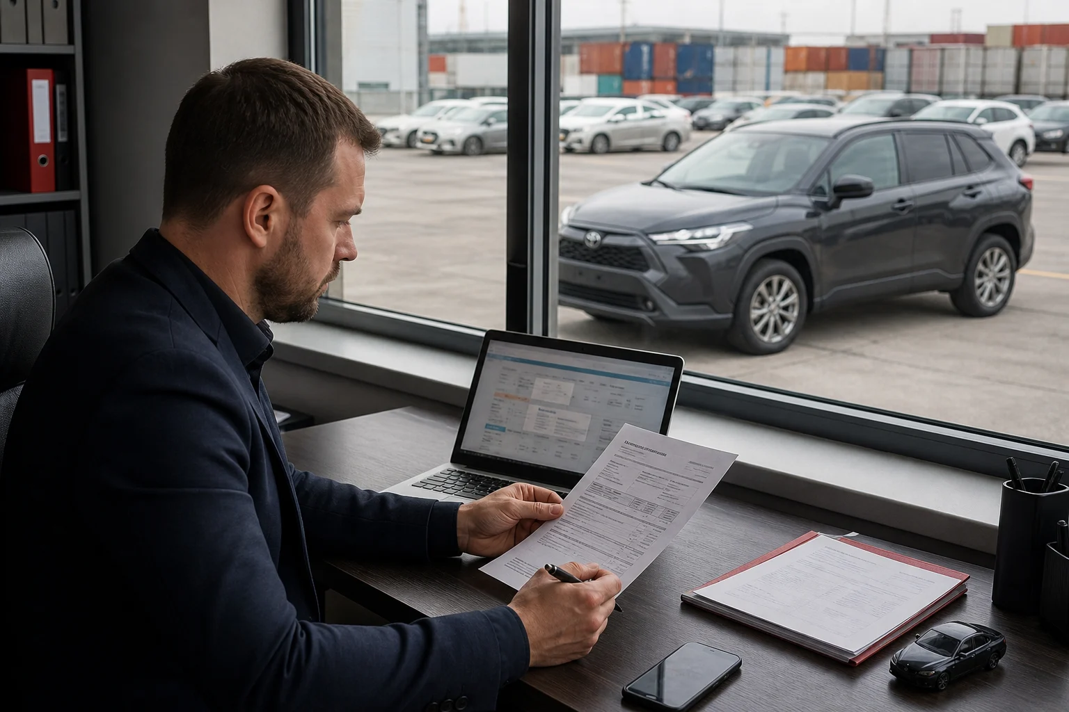 Российский специалист оформляет покупку выбранного автомобиля